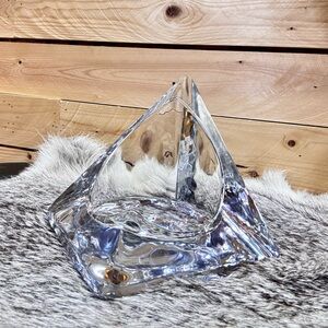 Vintage Nybro Swedish crystal pillar votive candle holder